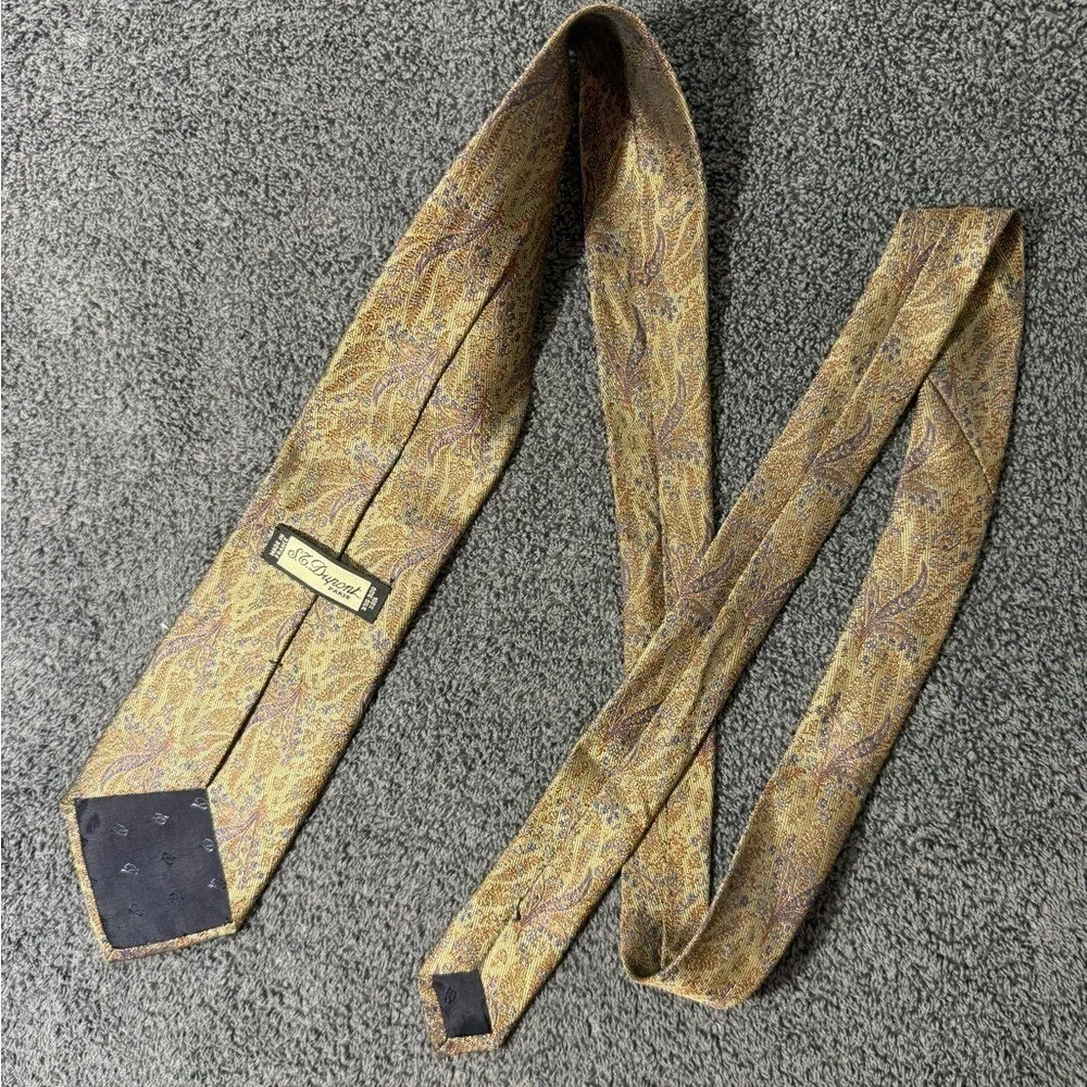 ST Dupont Paisley Silk‎ Tie in Gold and Purple